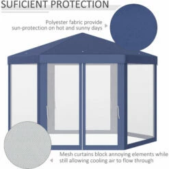 Outsunny Garden Hexagonal Gazebo Patio Outdoor Canopy Patio Party Tent Blue 5 Outsunny Garden Hexagonal Gazebo Patio Outdoor Canopy Patio Party Tent Blue -Outsunny store 28381606 4