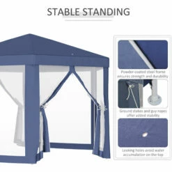 Outsunny Garden Hexagonal Gazebo Patio Outdoor Canopy Patio Party Tent Blue 6 Outsunny Garden Hexagonal Gazebo Patio Outdoor Canopy Patio Party Tent Blue -Outsunny store 28381606 5
