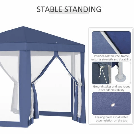 Outsunny Garden Hexagonal Gazebo Patio Outdoor Canopy Patio Party Tent Blue Outsunny Garden Hexagonal Gazebo Patio Outdoor Canopy Patio Party Tent Blue -Outsunny store 28381606 5