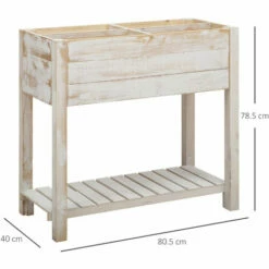 Outsunny Elevated Wooden Planter Garden Grow Box With 2 Tiers, 4 Pockets, 81x40x79cm -Outsunny store 28403364 2