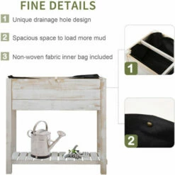 Outsunny Elevated Wooden Planter Garden Grow Box With 2 Tiers, 4 Pockets, 81x40x79cm -Outsunny store 28403364 5