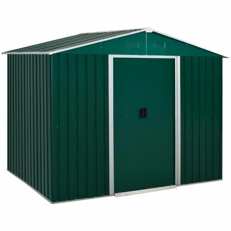 Outsunny 8 X 6ft Garden Storage Shed With Double Sliding Door Outdoor Green 3 Outsunny 8 X 6ft Garden Storage Shed With Double Sliding Door Outdoor Green
