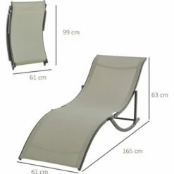 Outsunny Set Of 2 Zero Gravity Lounge Chair Recliners Sun Lounger Khaki -Outsunny store 28424768 2