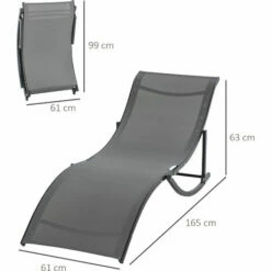 Alternative view of Outsunny Set Of 2 Zero Gravity Lounge Chair Recliners Sun Lounger Dark Grey