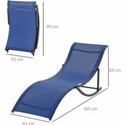 Alternative view of Outsunny Set Of 2 Zero Gravity Lounge Chair Recliners Sun Lounger Navy Blue