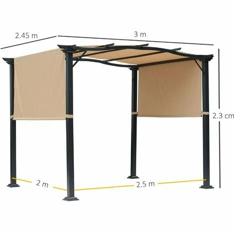 Outsunny Outdoor Retractable Gazebo Overhead Backyard Shade Sun Shelter Steel Outsunny Outdoor Retractable Gazebo Overhead Backyard Shade Sun Shelter Steel -Outsunny store 28424771 2