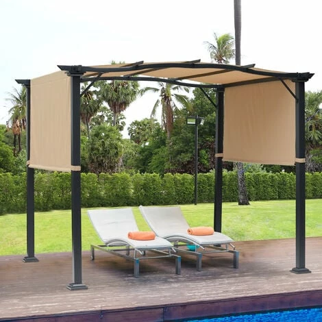 Outsunny Outdoor Retractable Gazebo Overhead Backyard Shade Sun Shelter Steel Outsunny Outdoor Retractable Gazebo Overhead Backyard Shade Sun Shelter Steel -Outsunny store 28424771 3