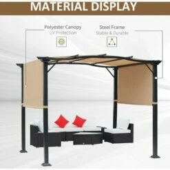 Outsunny Outdoor Retractable Gazebo Overhead Backyard Shade Sun Shelter Steel 6 Outsunny Outdoor Retractable Gazebo Overhead Backyard Shade Sun Shelter Steel -Outsunny store 28424771 5