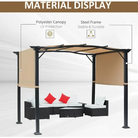 Outsunny Outdoor Retractable Gazebo Overhead Backyard Shade Sun Shelter Steel Outsunny Outdoor Retractable Gazebo Overhead Backyard Shade Sun Shelter Steel -Outsunny store 28424771 5