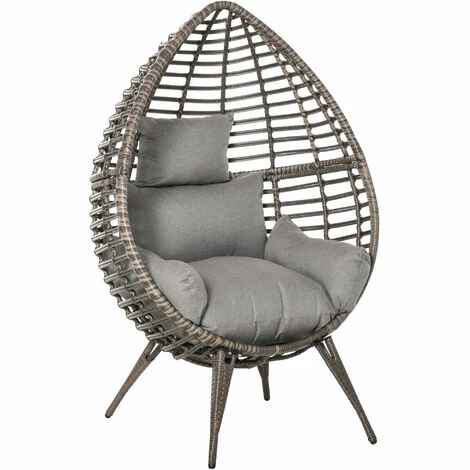 Outsunny Outdoor indoor Wicker Teardrop Chair with Cushion Rattan Lounger Outsunny Outdoor Indoor Wicker Teardrop Chair With Cushion Rattan Lounger -Outsunny store 28424772 1