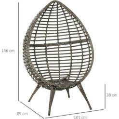 Outsunny Outdoor Indoor Wicker Teardrop Chair With Cushion Rattan Lounger 3 Outsunny Outdoor Indoor Wicker Teardrop Chair With Cushion Rattan Lounger -Outsunny store 28424772 2