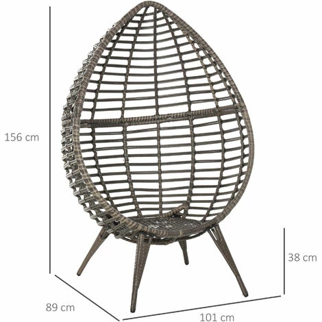 Outsunny Outdoor indoor Wicker Teardrop Chair with Cushion Rattan Lounger Outsunny Outdoor Indoor Wicker Teardrop Chair With Cushion Rattan Lounger -Outsunny store 28424772 2