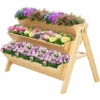 Outsunny 3 Tier Wooden Garden Raised Bed Plant Bed With Clapboard And Hooks 2 Outsunny 3 Tier Wooden Garden Raised Bed Plant Bed With Clapboard And Hooks -Outsunny store 28558579 1