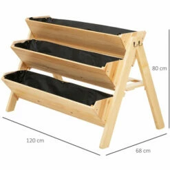 Outsunny 3 Tier Wooden Garden Raised Bed Plant Bed With Clapboard And Hooks -Outsunny store 28558579 2