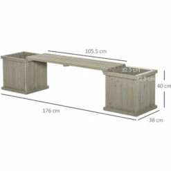 Alternative view of Outsunny Wooden Garden Planter & Bench Combination Garden Raised Bed Grey