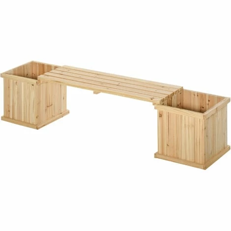 Outsunny Wooden Garden Planter & Bench Combination Garden Raised Bed Natural Outsunny Wooden Garden Planter & Bench Combination Garden Raised Bed Natural -Outsunny store 28678241 1