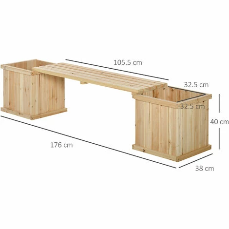 Outsunny Wooden Garden Planter & Bench Combination Garden Raised Bed Natural Outsunny Wooden Garden Planter & Bench Combination Garden Raised Bed Natural -Outsunny store 28678241 2