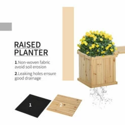 Outsunny Wooden Garden Planter & Bench Combination Garden Raised Bed Natural 6 Outsunny Wooden Garden Planter & Bench Combination Garden Raised Bed Natural -Outsunny store 28678241 5
