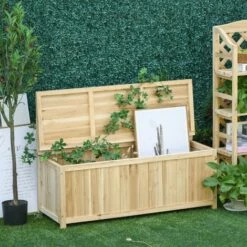 Outsunny Wood Storage Bench For Patio Furniture, Outdoor Garden Seating Tools -Outsunny store 28678254 3