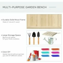 Outsunny Wood Storage Bench For Patio Furniture, Outdoor Garden Seating Tools -Outsunny store 28678254 4