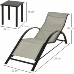 Alternative view of Outsunny 3 Pieces Lounge Chair Set Garden Sunbathing Chair W/ Table Grey