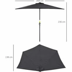 Outsunny 3 (m) Metal Frame Garden Furniture Parasol Half Round Umbrella 3 Outsunny 3 (m) Metal Frame Garden Furniture Parasol Half Round Umbrella -Outsunny store 28678274 2