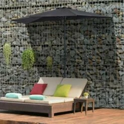 Outsunny 3 (m) Metal Frame Garden Furniture Parasol Half Round Umbrella 4 Outsunny 3 (m) Metal Frame Garden Furniture Parasol Half Round Umbrella -Outsunny store 28678274 3