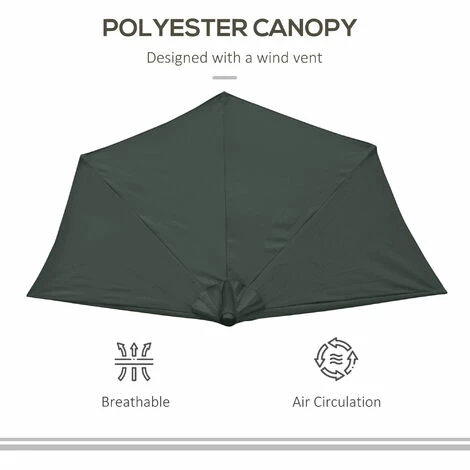 Outsunny 3 (m) Metal Frame Garden Furniture Parasol Half Round Umbrella Outsunny 3 (m) Metal Frame Garden Furniture Parasol Half Round Umbrella -Outsunny store 28678274 4