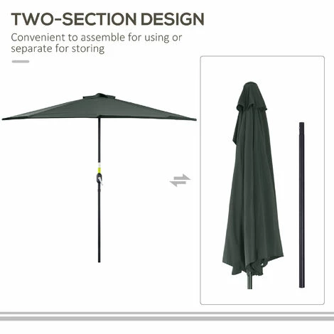 Outsunny 3 (m) Metal Frame Garden Furniture Parasol Half Round Umbrella Outsunny 3 (m) Metal Frame Garden Furniture Parasol Half Round Umbrella -Outsunny store 28678274 5