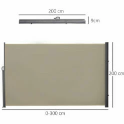 Outsunny Retractable Side Awning Screen Fence Patio Privacy Divider Cream 3x2M 3 Outsunny Retractable Side Awning Screen Fence Patio Privacy Divider Cream 3x2M -Outsunny store 28720280 2