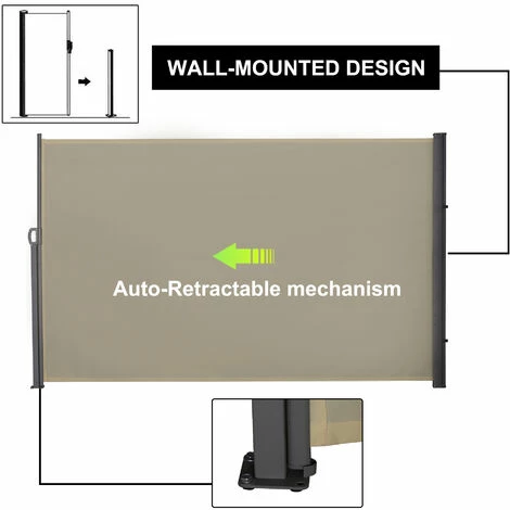 Outsunny Retractable Side Awning Screen Fence Patio Privacy Divider Cream 3x2M Outsunny Retractable Side Awning Screen Fence Patio Privacy Divider Cream 3x2M -Outsunny store 28720280 5