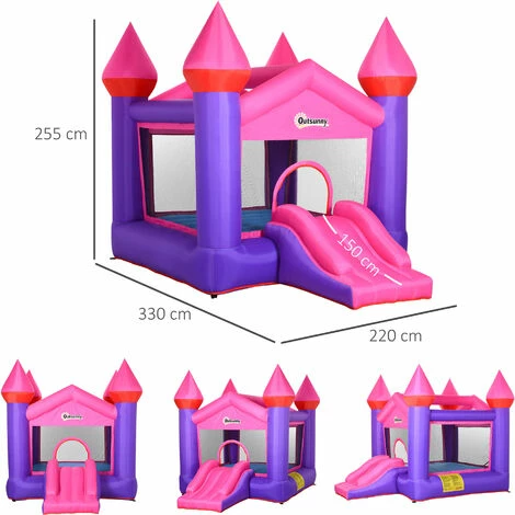 Outsunny Bouncy Castle With Slide Inflatable Trampoline w/ Blower Multi-color Outsunny Bouncy Castle With Slide Inflatable Trampoline W/ Blower Multi-color -Outsunny store 28831548 2