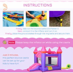 Outsunny Bouncy Castle With Slide Inflatable Trampoline W/ Blower Multi-color 6 Outsunny Bouncy Castle With Slide Inflatable Trampoline W/ Blower Multi-color -Outsunny store 28831548 5
