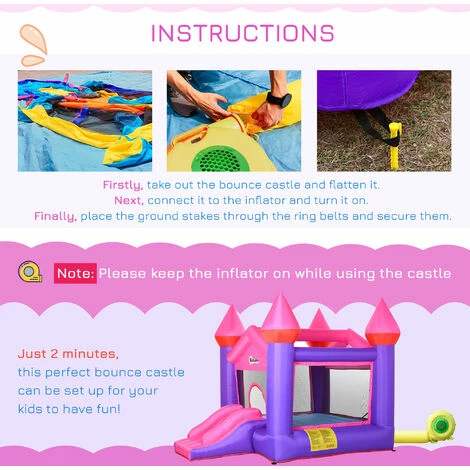 Outsunny Bouncy Castle With Slide Inflatable Trampoline w/ Blower Multi-color Outsunny Bouncy Castle With Slide Inflatable Trampoline W/ Blower Multi-color -Outsunny store 28831548 5