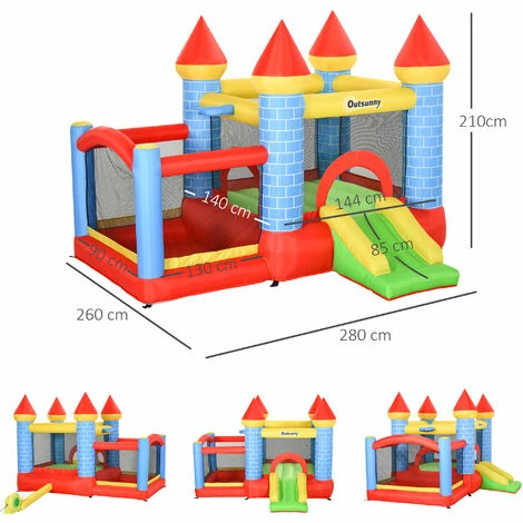 Outsunny Bouncy Castle W/ Slide Pool 4 in 1 composition W/ Blower Multi-color Outsunny Bouncy Castle W/ Slide Pool 4 In 1 Composition W/ Blower Multi-color -Outsunny store 28831553 2
