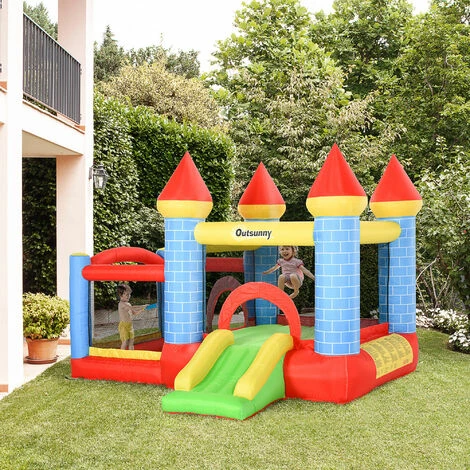 Outsunny Bouncy Castle W/ Slide Pool 4 in 1 composition W/ Blower Multi-color Outsunny Bouncy Castle W/ Slide Pool 4 In 1 Composition W/ Blower Multi-color -Outsunny store 28831553 3