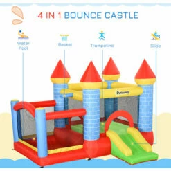 Outsunny Bouncy Castle W/ Slide Pool 4 In 1 Composition W/ Blower Multi-color 5 Outsunny Bouncy Castle W/ Slide Pool 4 In 1 Composition W/ Blower Multi-color -Outsunny store 28831553 4