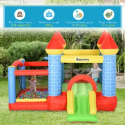 Outsunny Bouncy Castle W/ Slide Pool 4 In 1 Composition W/ Blower Multi-color 6 Outsunny Bouncy Castle W/ Slide Pool 4 In 1 Composition W/ Blower Multi-color -Outsunny store 28831553 5