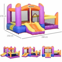 Outsunny Bouncy Castle With Slide Pool House Inflatable W/ Blower Multi-color -Outsunny store 28831559 2