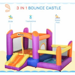 Outsunny Bouncy Castle With Slide Pool House Inflatable W/ Blower Multi-color -Outsunny store 28831559 4