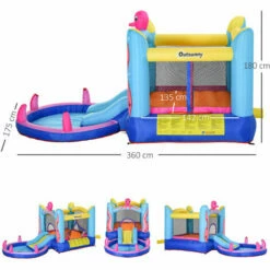 Alternative view of Outsunny Bouncy Castle W/ Slide Water Pool Trampoline, Blower 3.6 X 1.75 X 1.8m