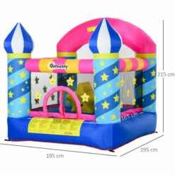 Outsunny Kids Bouncy Castle House Trampoline Basket W/ Blower For Age 3-10 Blue -Outsunny store 28831577 2