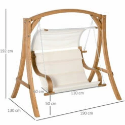Outsunny Wooden Porch A-Frame Swing Chair W/ Canopy And Cushion For Patio Garden -Outsunny store 28831615 2