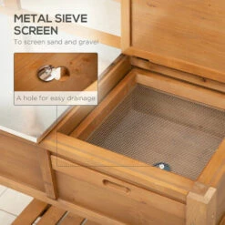 Outsunny Wooden Garden Potting Table Galvanized Workstation Sink Shelves Hooks -Outsunny store 28958747 5