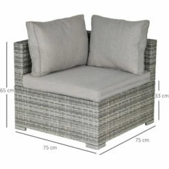Outsunny Rattan Corner Sofa Garden Rattan Furniture Single Sofa Chair Light Grey -Outsunny store 28999228 2