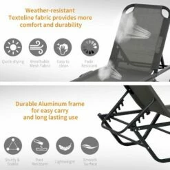 Outsunny Sun Lounger Relaxer Recliner With 5-Position Adjustable Backrest Grey -Outsunny store 29036111 4