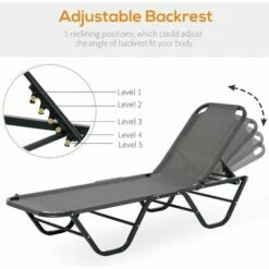 Outsunny Sun Lounger Relaxer Recliner With 5-Position Adjustable Backrest Grey -Outsunny store 29036111 5