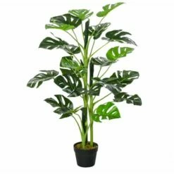 Outsunny 100cm/3.3FT Artificial Monstera Tree Fake Plant In Pot Indoor Outdoor