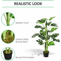 Outsunny 100cm/3.3FT Artificial Monstera Tree Fake Plant In Pot Indoor Outdoor -Outsunny store 29138568 4