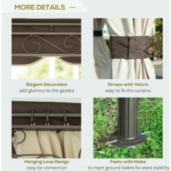Outsunny 3.4m Steel Gazebo Pavillion For Outdoor W/ Curtains And 2 Tier Roof 5 Outsunny 3.4m Steel Gazebo Pavillion For Outdoor W/ Curtains And 2 Tier Roof -Outsunny store 29171025 4